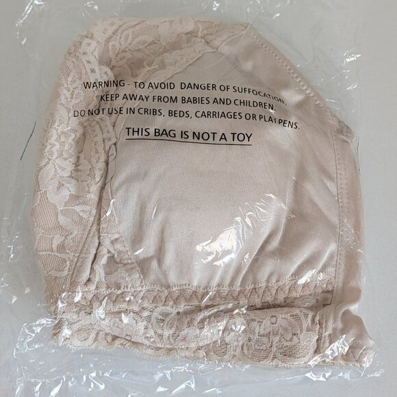 Rhonda Shear Classic Pin-Up Lace Wire Free Leisure Bra with Pads 672P Beige XL - Picture 3 of 11